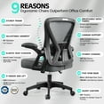 thumbnail image 6 of COOLHUT Ergonomic Office Chair, Home Office Chair with Adjustable Lumbar Support, Comfy Mesh Home Office Chair with Flip-up Arms, Swivel Computer Desk Chair, Dark Gray, 6 of 8