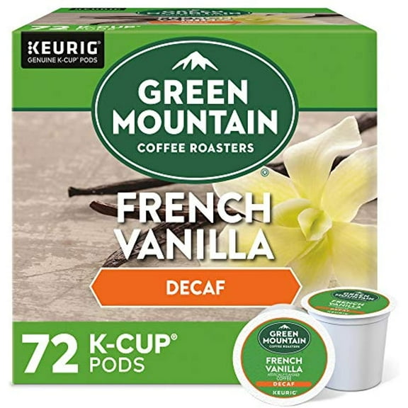 Green Mountain Coffee Roasters French Vanilla Decaf, Single-Serve Keurig K-Cup Pods, Flavored Light Roast Coffee, 72 Count