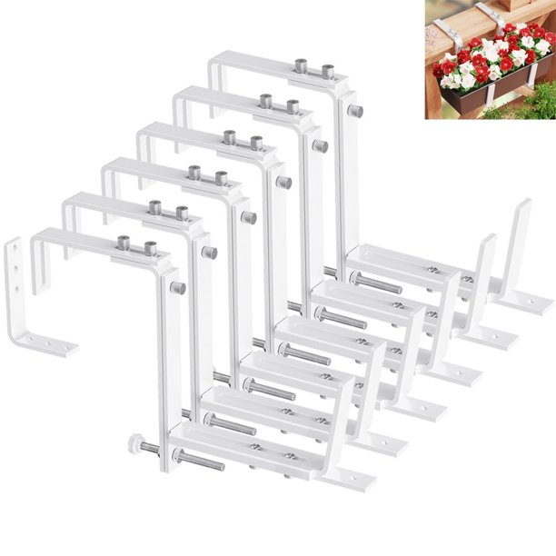 Juego de 6 soportes ajustables para macetas de ventana, soportes blancos para cajas de ventana, macetas con tamaño ajustable