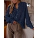 thumbnail image 5 of Blusa de Encaje para Mujer PRETTYGARDEN Manga Larga con Botones M Azul Marino, 5 of 8