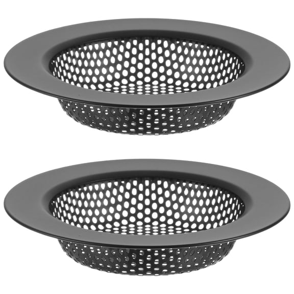 Uxcell 2-Pack Sink Strainer, 4.4 Inch Stainless Steel Drain Strainer, Mesh Hair Food Catcher [Black]