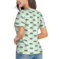 thumbnail image 3 of Honeii Cute Crocodile Print Women's Classic V-Neck T-Shirt,Womens Fashion Tops,Stylish Everyday Top for Women, Casual Summer Spring Outfits Clothes-Small, 3 of 5