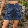 thumbnail image 2 of Denim Shorts Women Sevevn Women's Casual Feeling Work Clothes Elastic Belt Pocket Shorts, 2 of 5