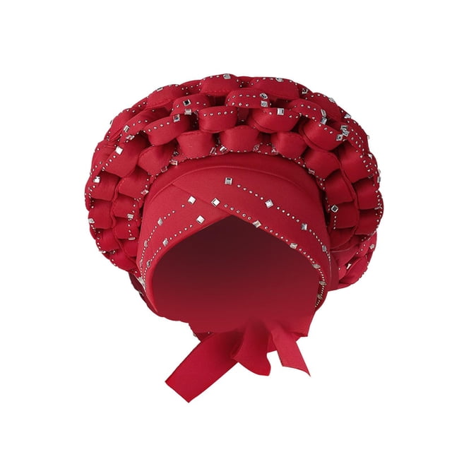 Minnieouse African Turban Women Sequin Headwear Head Hair Headwrap Cover Scarf Girls Sombreros Rojo