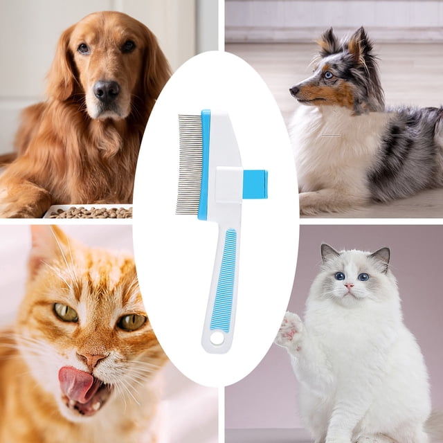 Pet Massage Comb for Cats & Dogs, Stainless Steel Rounded Teeth, One-Button Hair Removal, Grooming & De-shedding Tool, Universal for All Breeds, Durable & Comfortable, Sky Blue/Green/Rose
