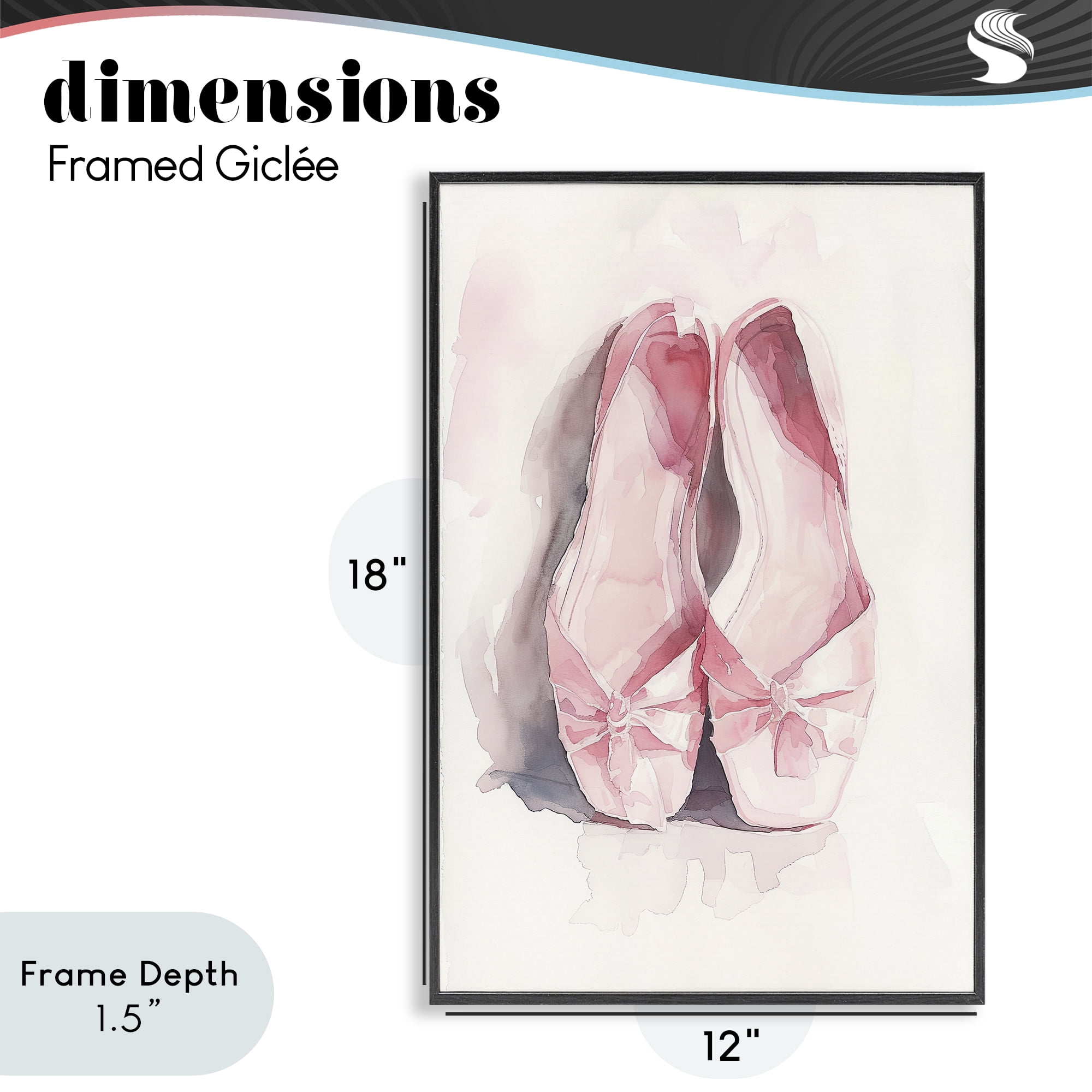 Stupell Industries Soft Blush Ballet Slippers Black Framed Giclee Art, design by Ray Powers