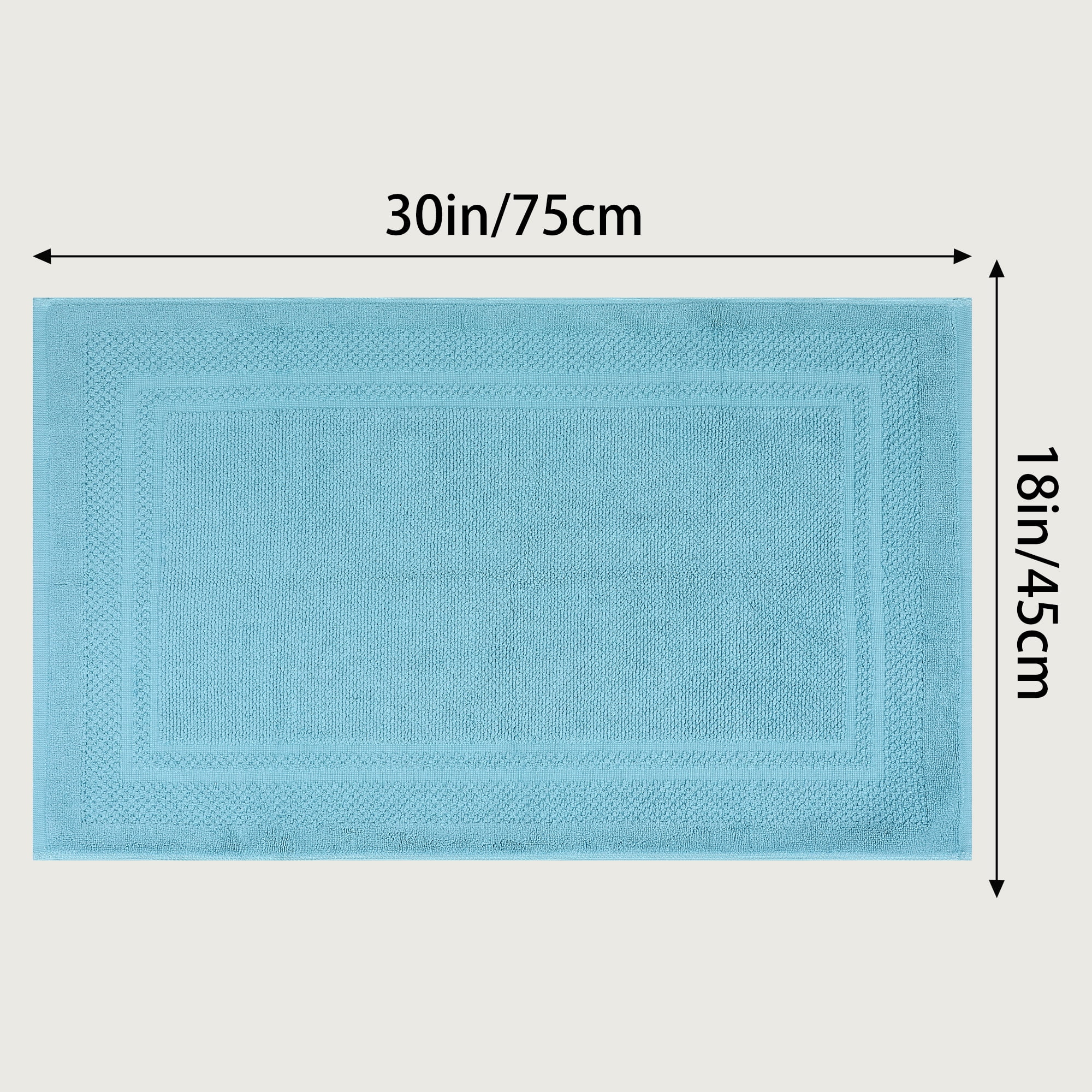 Unique Bargains Washable Cotton Bath Rugs Quick Dry Floor Carpet Shower Mat Blue