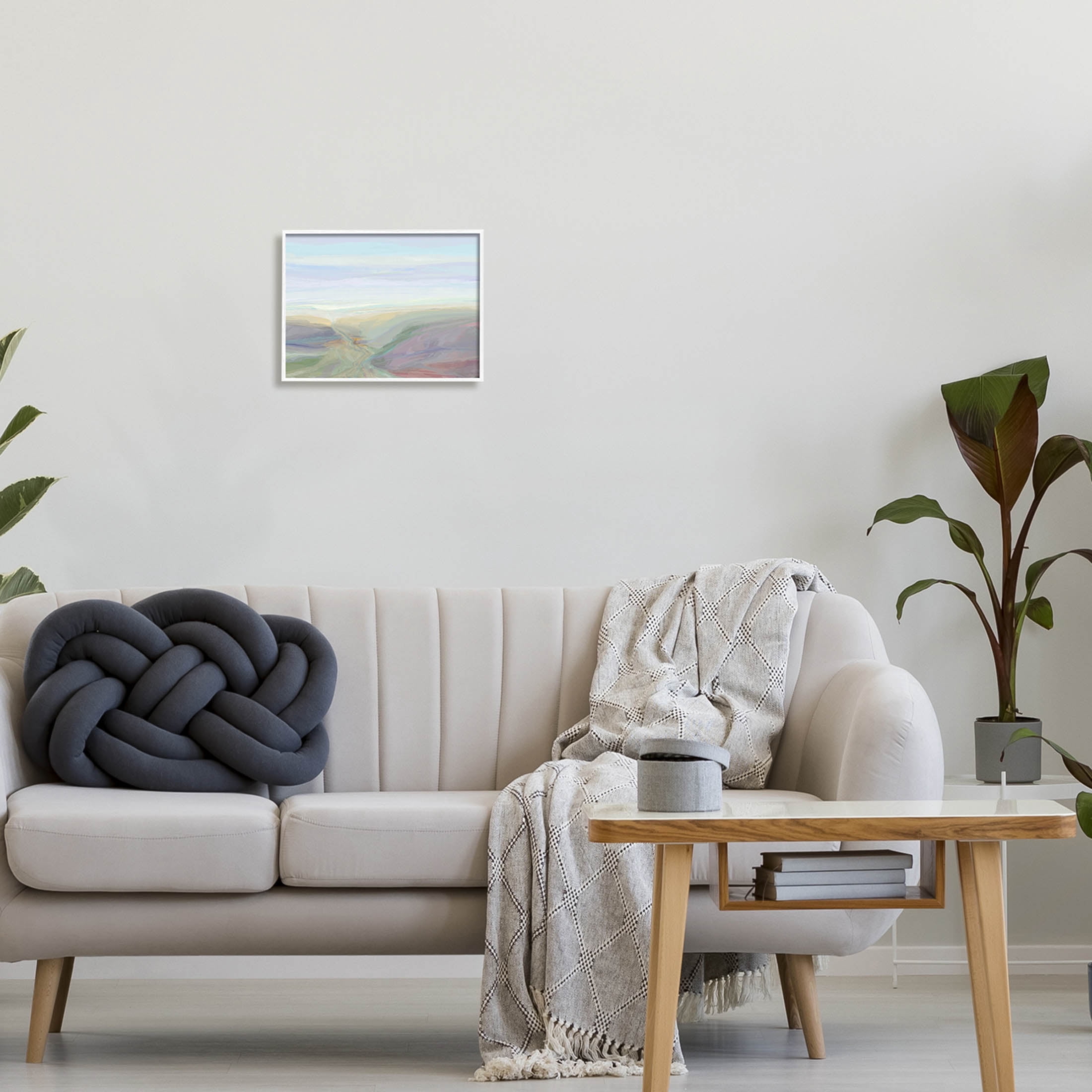 Soft Aerial View Nature Scenery Abstract Graphic Art White Framed Art Print Wall Art