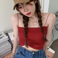 thumbnail image 5 of Women Tops Womens Summer Clothes Women'S Casual Cami Tank All Match Inside Wear Solid Color Short Style Knitted Camisole Vest Shirt, 5 of 7