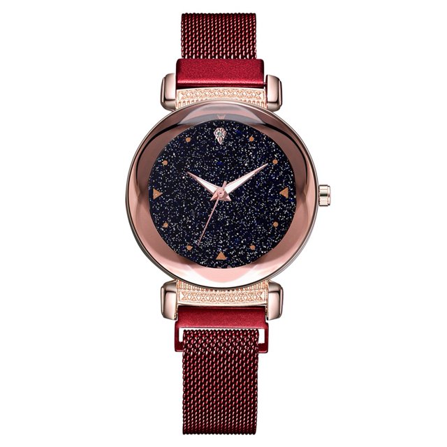 Reloj de Cuarzo de Moda Estilo Simple Ocio Imán Hebilla Reloj de Pulsera Rojo