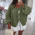 thumbnail image 7 of TrdSipl Tie Front Cardigan Sweaters for Women Cute Bow Long Puff Sleeve Sweater Fall Loose Fit Ribbed Knit Trendy Knitwears Army Green XL, 7 of 7