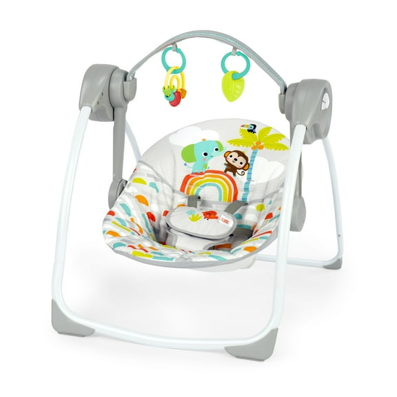 Bright Starts Playful Paradise Portable Compact Baby Swing with Toys, Unisex, Newborn  