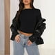 thumbnail image 5 of Blusa Mangas Largas Top de manga larga para mujer, camisa informal sexy con espalda descubierta, Top elástico para gimnasio Kuymtek Negro T L para Mujer, 5 of 7