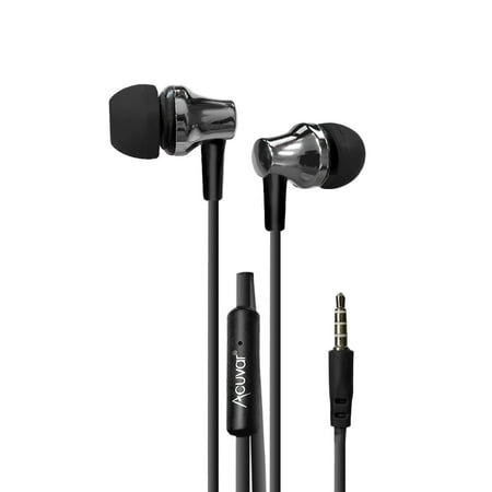 Acuvar wired earbuds Headphones with passive noise cancelling, in-line microphone and play/pause button (Best In Ear Noise Cancelling Headphones With Microphone)