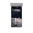 thumbnail image 2 of Outer Space Bedding Set with Sheet & Covers, Moon Astronaut on Universe with American Flag Milky Way Inspired Future Picture, Printed Bedroom Decor 2 Shams, 4 Sizes, Brown Blue, by Ambesonne, 2 of 3