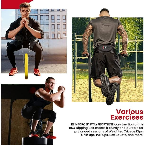 Rdx Dipping Belt For Weight Lifting With Adjustable Steel Chain Great For Chin Pull Ups Weighted Parallel Dips Platform Squats Calf Raises 6a a