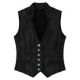 thumbnail image 5 of justHIGH Women's Faux Suede Vest Cowgirl Western Vest Leather V Neck Slim Fit Fashion Casual Waistcoat Top Black,S, 5 of 7