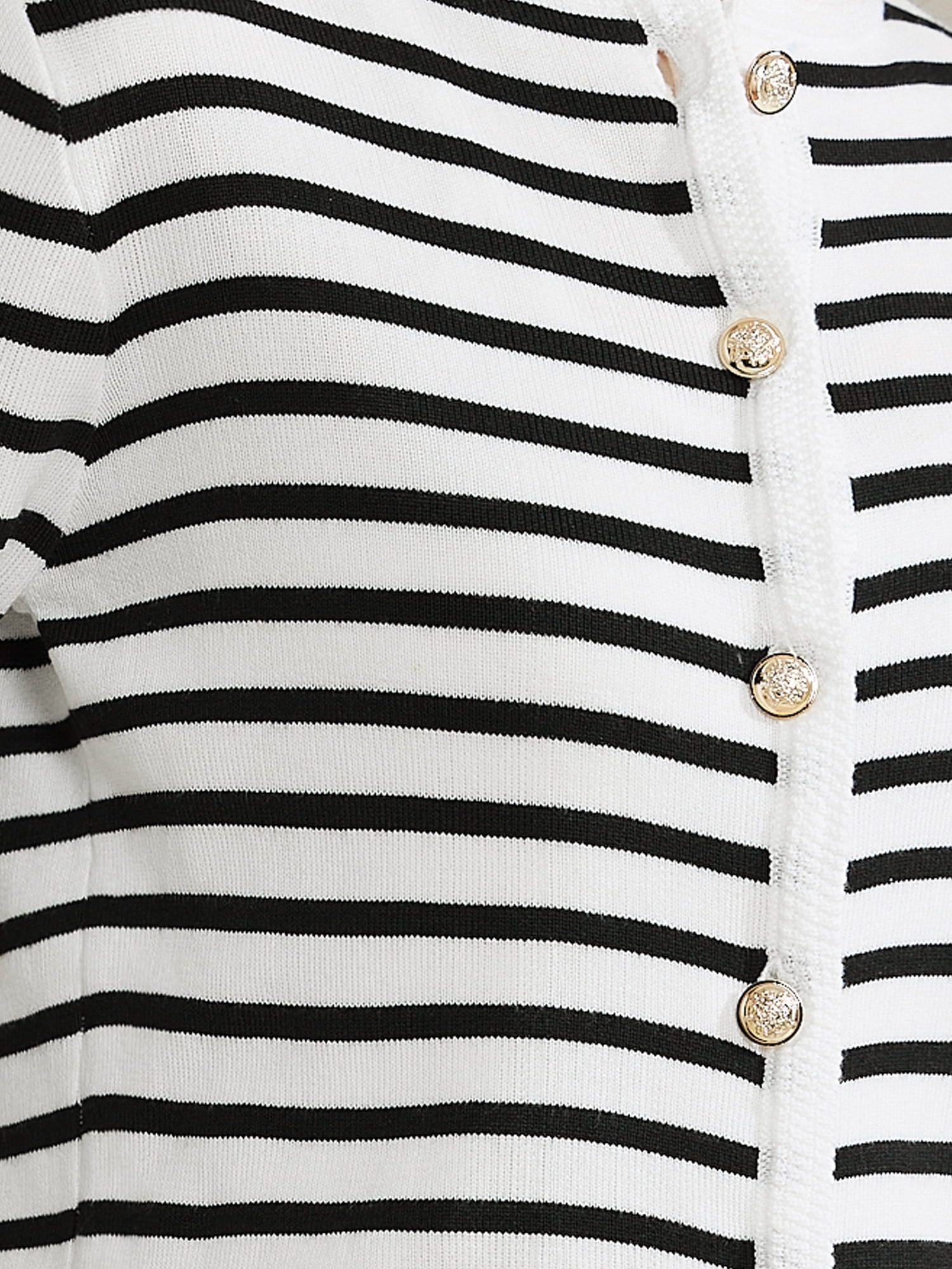DARING DIVA Women's Trendy Knit  Button Down Striped Sweater M White Black