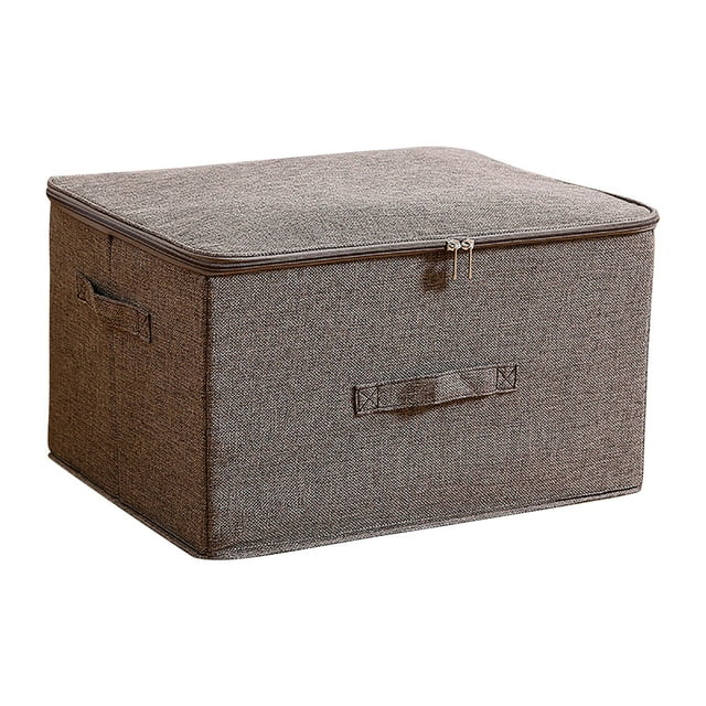 TopLLC Storage Bins Boîte de Rangement en Coton et Lin Boîte de Rangement à Fermeture Éclair et d'Organisation Boîte de Rangement Recouverte de Tissu Boîte Pliante Scellée Boîte de Rangement Sacs de Rangement