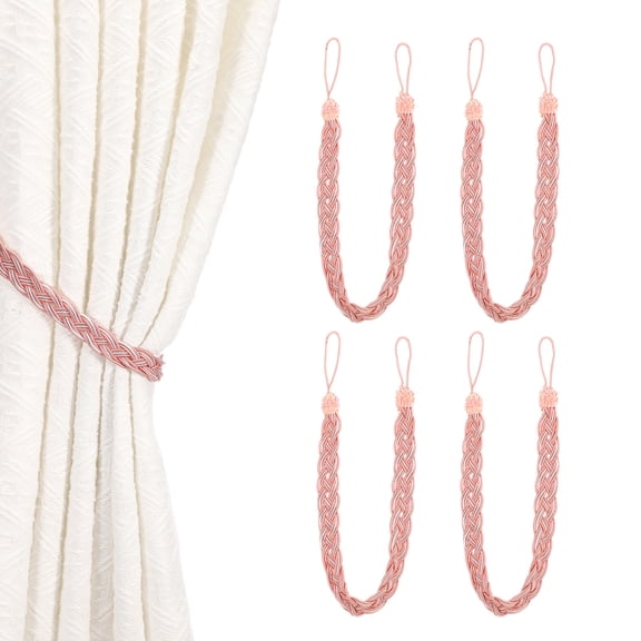 Uxcell 4 Pcs Curtain Tiebacks, 58cm/23 Braided Drapery Holdback Holder Curtain Ties Holdbacks Elegant Window Rope Tie Back, Pale Pink