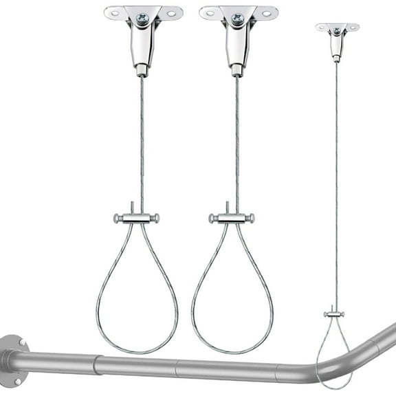 Pack of 2 Stainless Steel Shower Curtain Rod Brackets Adjustable Ceiling Hangers for Secure Bathroom Organization