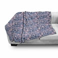 thumbnail image 3 of Cherry Blossom Soft Flannel Fleece Blanket, Art Deco Fish Scale Pattern Cherry Flowers and Climbing Bean Plant, Cozy Plush for Indoor and Outdoor Use, 50" x 60", Pink and Violet Blue, by Ambesonne, 3 of 6