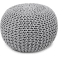 thumbnail image 4 of Round Boho Pouf Ottoman - Cable Knitted Cord Boho Pouffe - Stuffed Poof Accent Beanbag Footrest for Living Room - Nursery - Bedroom - Covered Patio - Study Nook (18”x18”x14”) - Gray-S, 4 of 20