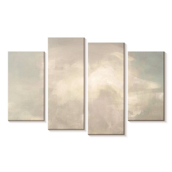 Elephant Stock Ashore Clouds Neutral Wall Art - Horizontal Multi Panel Canvas - Lobby Wall Decor - Abstract Multi Panel - Beige And Gray Decor By Julia Purinton - 24" x 14"