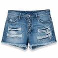 thumbnail image 6 of Nestiefly Womens Jean Shorts Mid Rise Button Waist Ripped Denim Short Summer Casual Fashion Stretchy Jeans with Pockets 2026 Light Blue M, 6 of 6