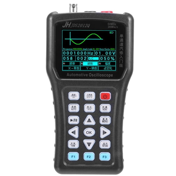 Riwesomey Osciloscopio Digital JDS2012Q 50M de un solo canal 200MSa/s 8 Bits simulador de señal de osciloscopio de mano para mantenimiento de automóviles Medidores de medidas dimensionales No.2 Riwesomey TO005374-02