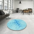 thumbnail image 3 of Ahgly Company Indoor Round Patterned Tron Blue Area Rugs, 7' Round, 3 of 6