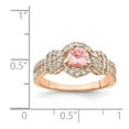 thumbnail image 2 of 925 Sterling Silver Rose Gold Plated Simulated Pink Sapp and White Cubic Zirconia Ring Size 6 Ring for Women, 2 of 2