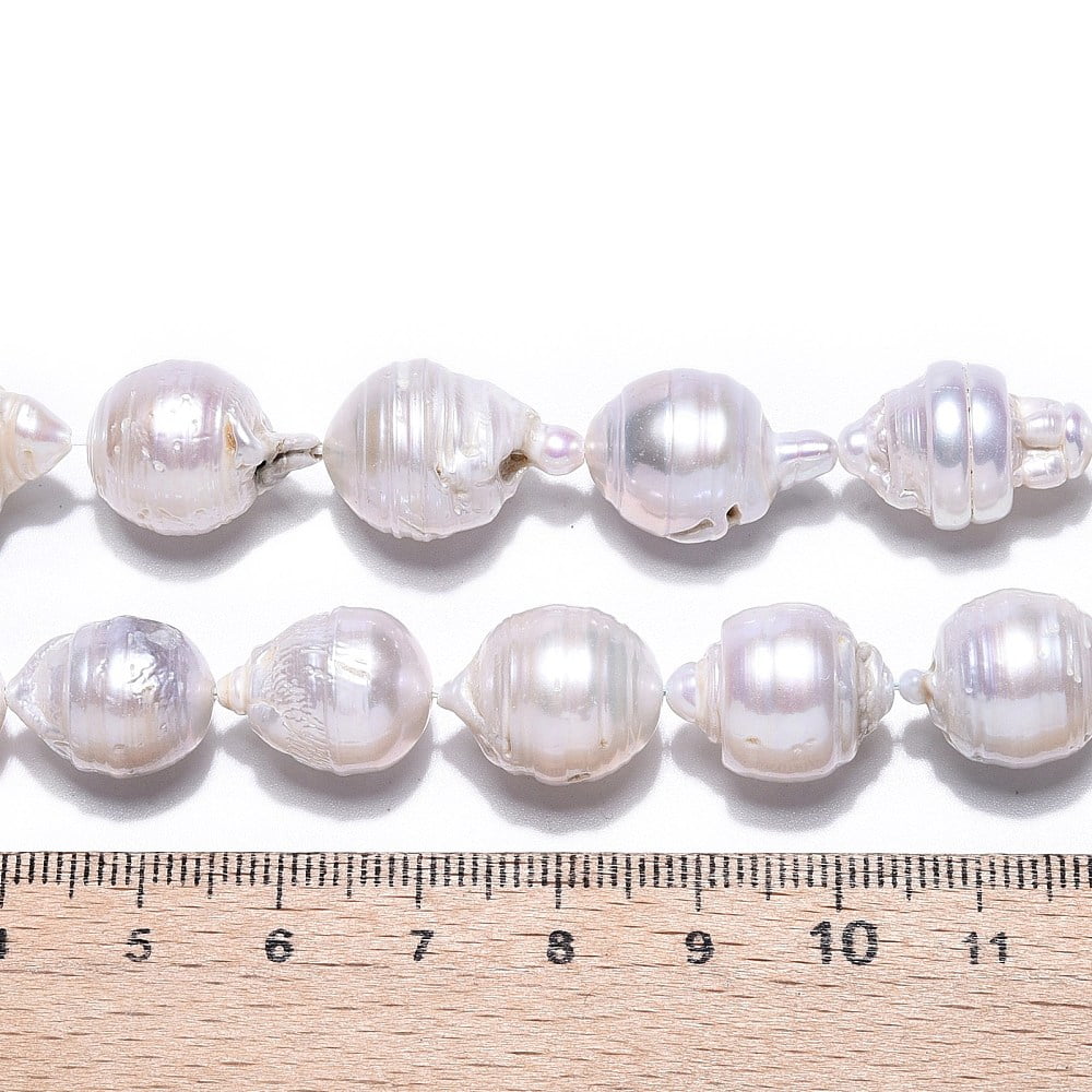 Natural Baroque Pearl Keshi Pearl Beads Strands Cultured Freshwater Pearl Round Seashell Color 13~19.5x10~15mm Hole: 0.5mm about 27~29pcs/strand 15.68~15.87''(39.2~40.3cm)
