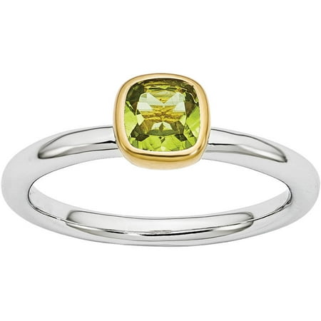 Stackable Expressions Peridot Sterling Silver with Gold-Plate Ring