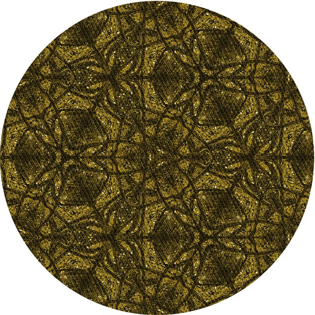 Ahgly Company Tapis Rond Lavable en Machine Intérieur Transitionnel Jaune Foncé Vert, 7 Pieds Rond