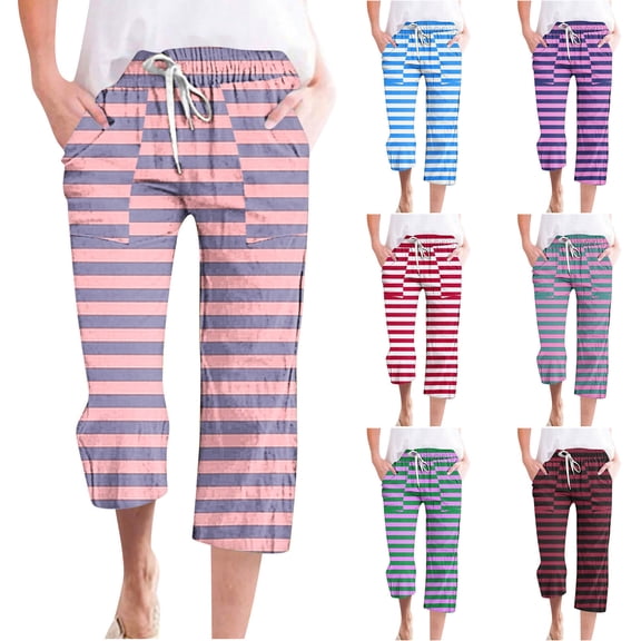QSXADF Women's Wide Leg Capris Straight Leg Capris Graphic Drawstring Casual Loose Wide Leg Straight Capris Pants With Pockets Daily Wear Women's Pants