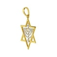 thumbnail image 3 of Precious Stars 14K Two-Tone Gold Star of David with Menorah Pendant - No Chain, Pendant Only, 3 of 6
