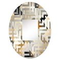 thumbnail image 2 of Designart "Serene Minimalist Polygons in Beige" Geometric Maze Round Wall Mirror - Oval Printed Decorative Mirror - Multiple Color Options, 2 of 5