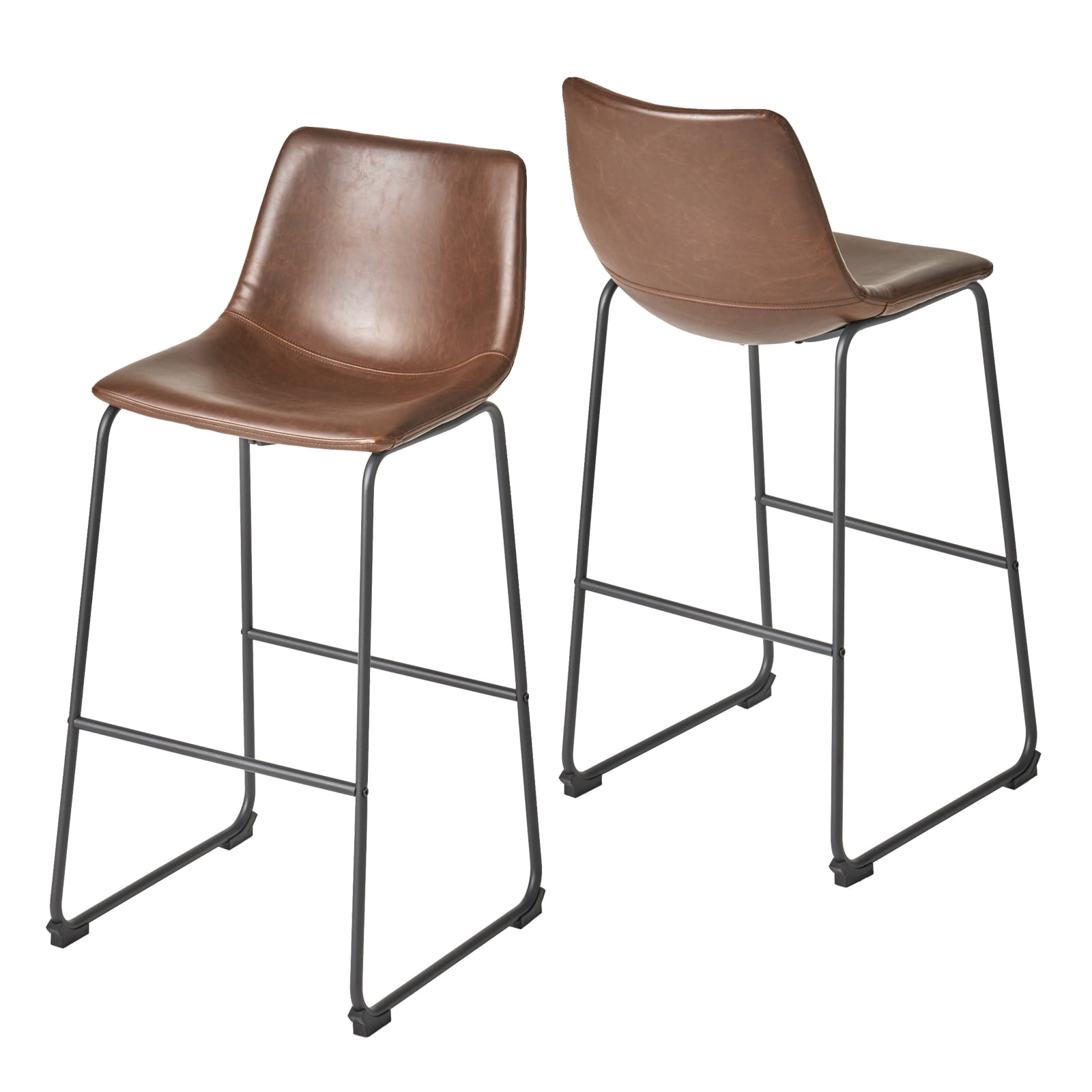 Kadyn PU Faux Leather Counter Bar Height Stools with Back, Upholstered Modern Armless Stool, Vintage Brown Pub Chairs for Dining Room Coffee House Rustic Bar Kadyn PU Faux Leather Counter Bar Height Stools with Back, Upholstered Modern Armless Stool, Vintage Brown Pub Chairs for Dining Room Coffee House Rustic Bar
