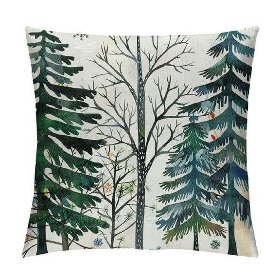 PHYHOO Christmas Pillow Covers, Grey Merry Xmas Tree Snow Hello Winter Decorative Throw Pillowcases Farmhouse Holiday Pillow Cases Decoration for Sofa Couch