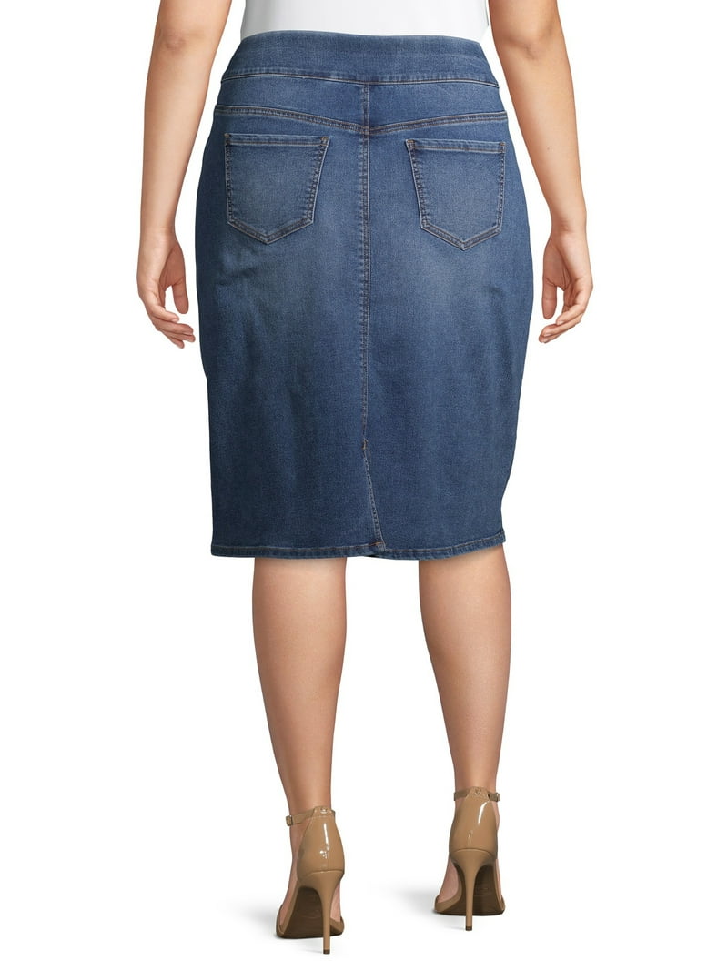 Alivia Ford Women's Plus Size Stretch Denim Skirt Comfortable