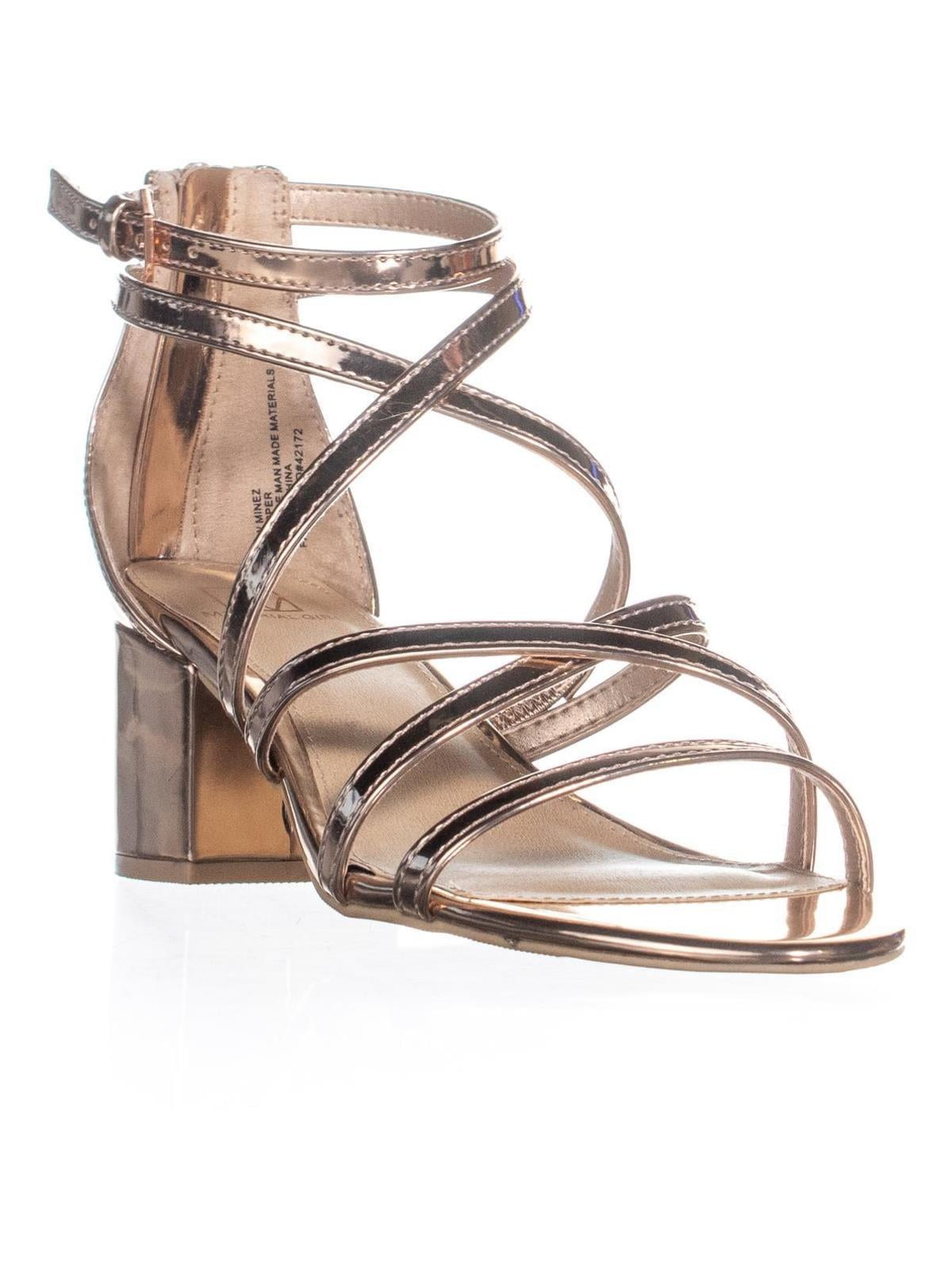 strappy gold block heels