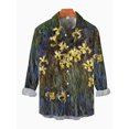 thumbnail image 3 of Camisa de hombre con estampado 3D de pintura al óleo, estampado floral colorido, camisas de manga larga, ropa de calle con botones, diseñador de moda, informal, 3 of 5