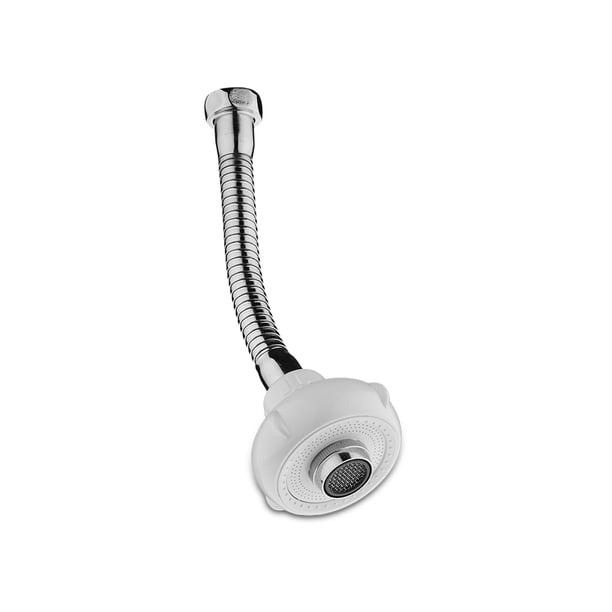 Bewildely Aireador de grifo de ducha, ahorro de agua, boquilla de filtro giratoria de 12Mpa, adaptador de rociador de repuesto para grifo a prueba de Juegos de accesorios de baño Blanco con Tubo