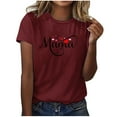 thumbnail image 1 of Fiudx Ofertas Flash Del Día Solo En Línea Camiseta Casual de Manga Corta con Cuello Redondo y Estampado de Letras para Mujer, 1 of 4