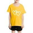 thumbnail image 2 of Plebaso T-Shirts à Imprimé Cœur pour Garçons et Filles, Col Rond, Manches Courtes Décontractées, Hauts Graphiques Mignons pour Enfants, 2 of 7