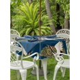 thumbnail image 3 of Outdoor Tablecloth with Umbrella Hole for Patio/Picnic/Party/Camping, White Crane Waterproof Table Cloth Round Cover Washable, Vintage Chinese Cloud Art Blue Gold (Dia 54"), 3 of 8