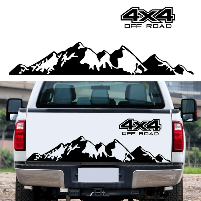 4PCS Car Stickers 4X4 Off Road(40*10cm)+Mountain Graphic Decal(190