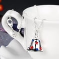 thumbnail image 6 of Brass Enamel Pendant Necklace Christmas Bell Silver 17.7" P23, 6 of 7