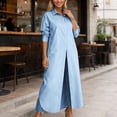 thumbnail image 7 of LIUJUNSHOP Women's Long Sleeve Button Down Shirt Dress Spring Casual Maxi Dresses Loose Fit Blouse Dress with Pockets, 7 of 7